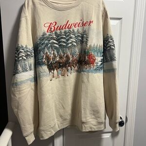 Budweiser Cream Sweater with Winter Scene